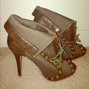 Army Green Open Toe Bootie