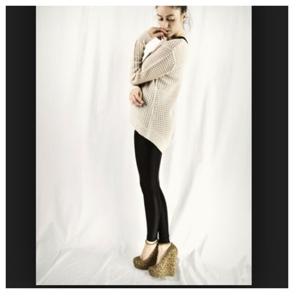 Outerwear - High low beige knit sweater SALE SALE