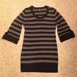 Cute simple Gray & black striped sweater dress!