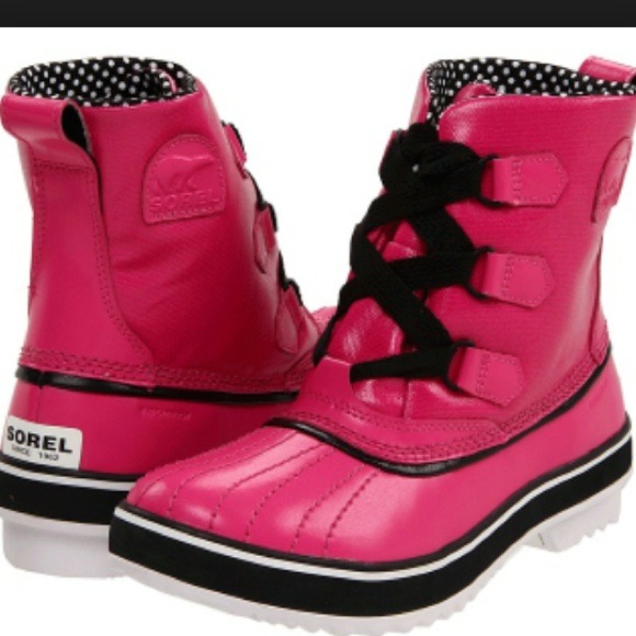 Sorel Boots - Like New Sorel Hot Pink Polka Dot Winter Boots