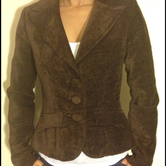 Hot Kiss Jackets & Blazers - *HP*Chocolate Paisley Suede Textured Blazer
