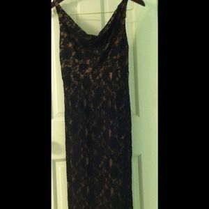 Elegant Black Lace Tea Length Cocktail Dress