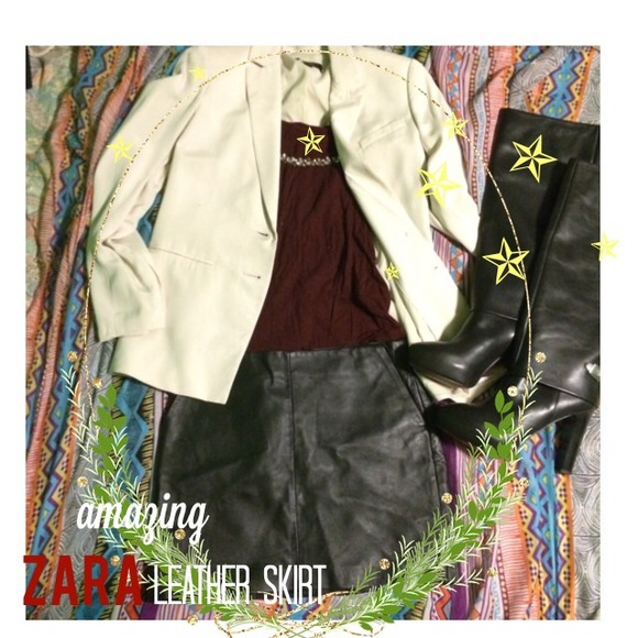 🎀SALE Zara genuine leather mini skirt NWOT