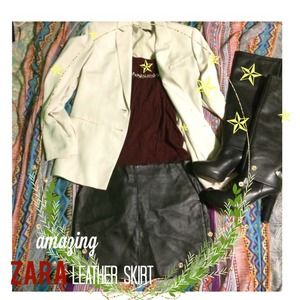 🎀SALE Zara genuine leather mini skirt NWOT