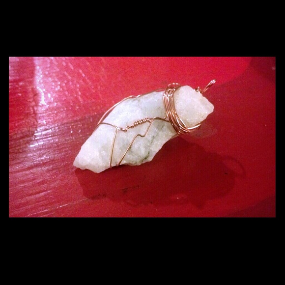 Elven Milky Quartz wire wrapped in copper wire.