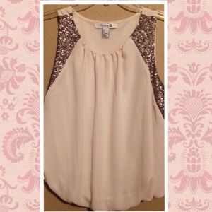 Cream Tank with sequins