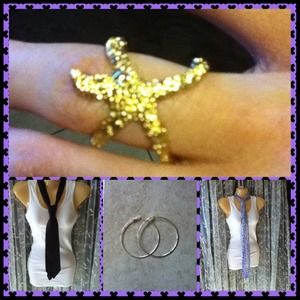 ❌Bundle scarf,tie,ring,hoops❌