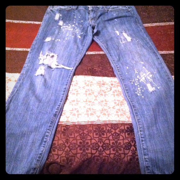 DONATED distressed straight leg boyfriend jeans!