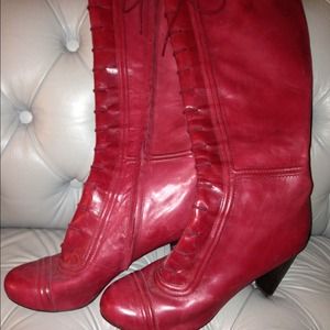 Leather knee high Max Studio red boots