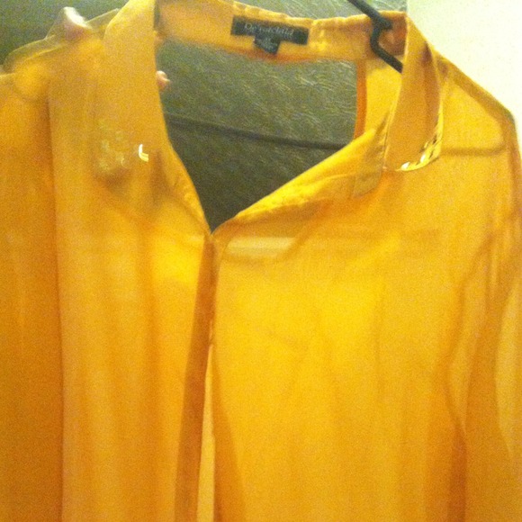 Yellowish & gold button down shirt - Picture 1 of 2