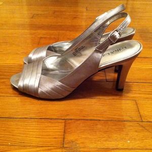 Kelly & Katie Silver Peep-Toe Sandals