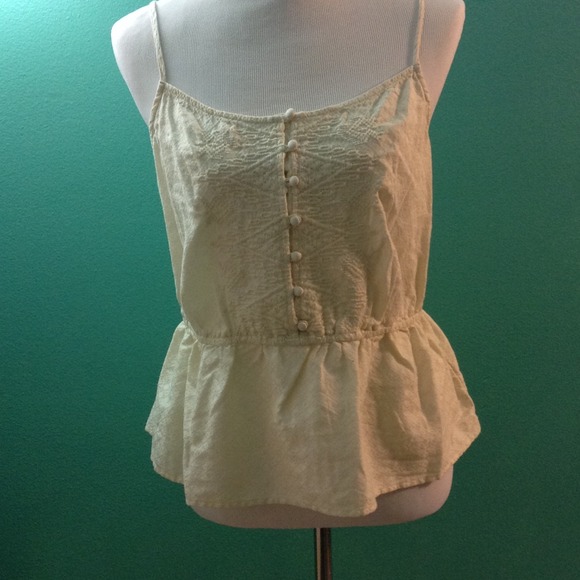 Cream embroidered tank
