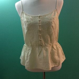 Cream embroidered tank