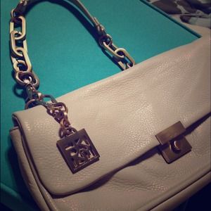 Cream and Gold DKNY purse, convertible to clutch