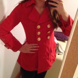 Red pea coat from forever 21