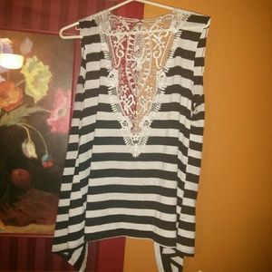 Black and White striped over shirt