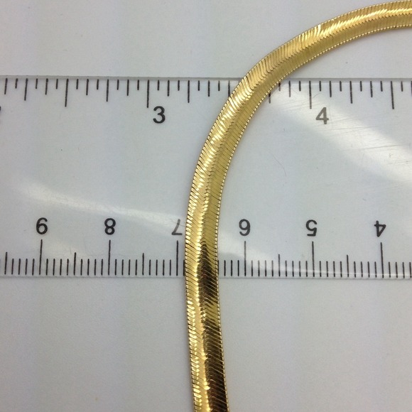 14k Yellow Gold Dome Herringbone Bracelet - Picture 3 of 4