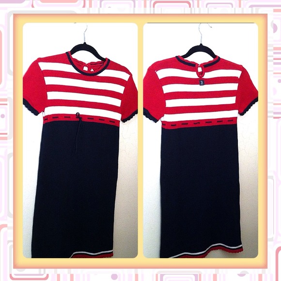 💖Lily Des Mers Red Blue White Knit Dress💖