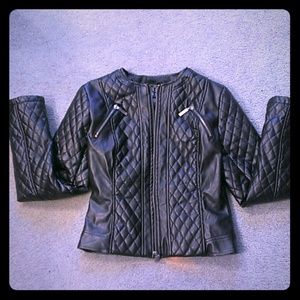 Faux leather motorcycle jacket