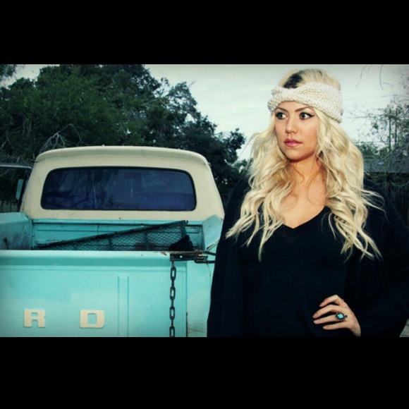 Cream turban headband, sweater headband