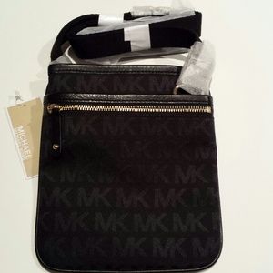 MK crossbody in black and  MK black card case
