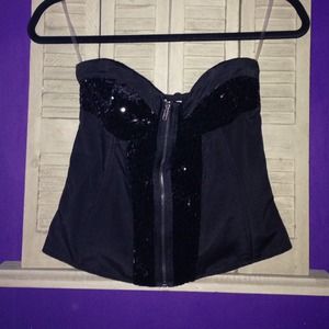 Sequin velvet and cotton bustier top never worn