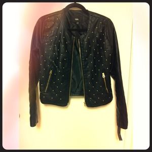 Black/Gold Studded Leather Jacket