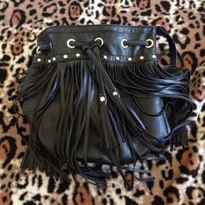 Tassle vegan leather black bag! No trades 😘