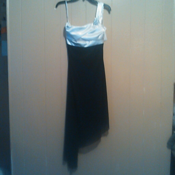 Black and cream high low symmetrical dress