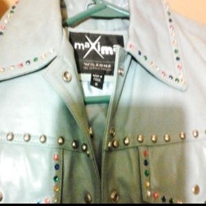 Studded leather coat