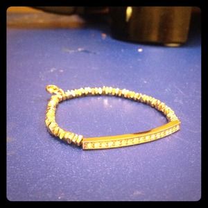 Michael Kors rose gold beaded pavé bar bracelet