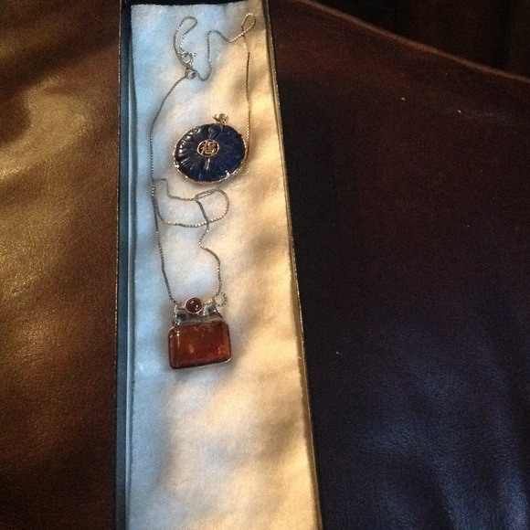 Bundle 1 amber pendant and 14k gold oriental pende