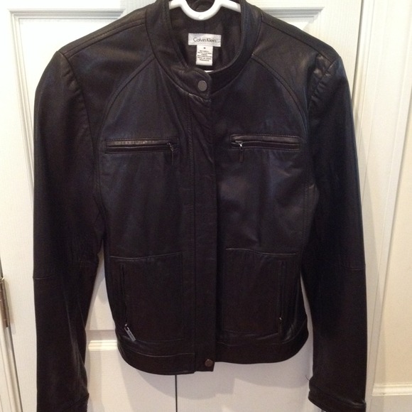 Black Calvin Klein soft leather jacket!