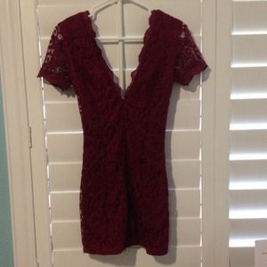 Deep V red lace dress