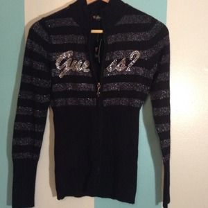 Sold to Friend!Guess Black Zip Up Sweater Brand