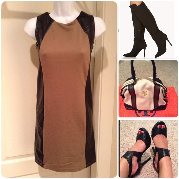 Brown dress w/ faux leather