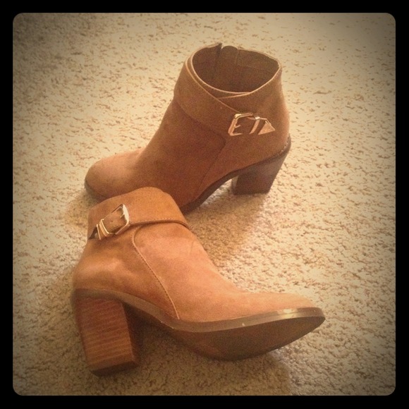 Tan heel booties