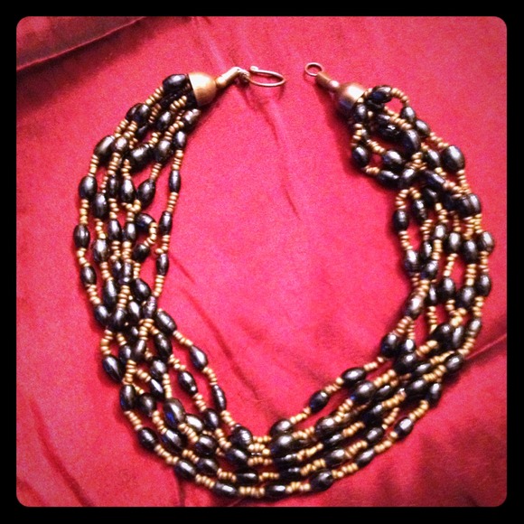 Vintage black beaded choker.