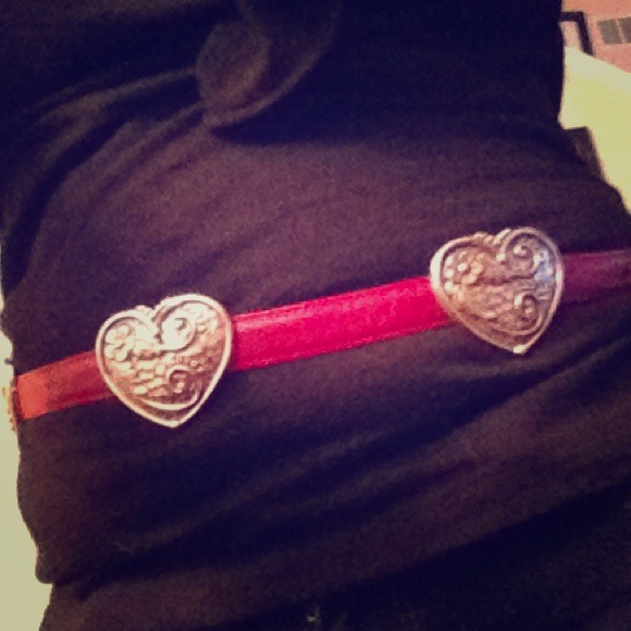 Brighton red leather & silver hearts belt.