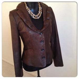 New! Designer fine leather jacket. Beautiful!