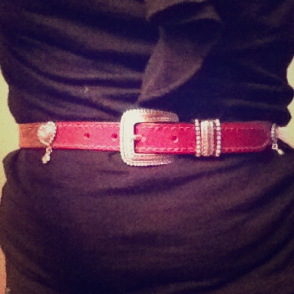 **Sold** Red Brighton belt with charms.