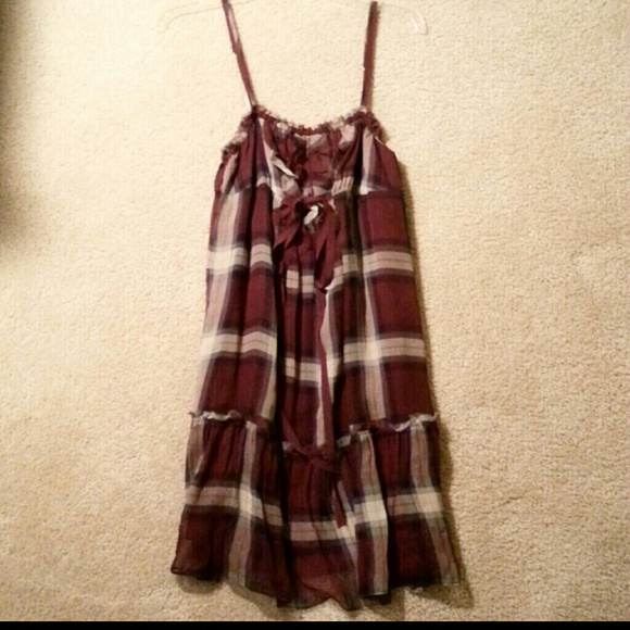 Burgundy Plaid Abercrombie and Fitch Dress