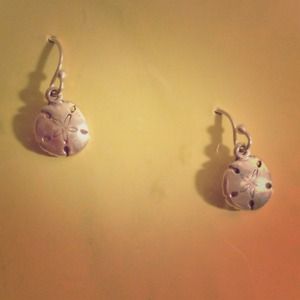 Silver Sand Dollar Drop Earrings