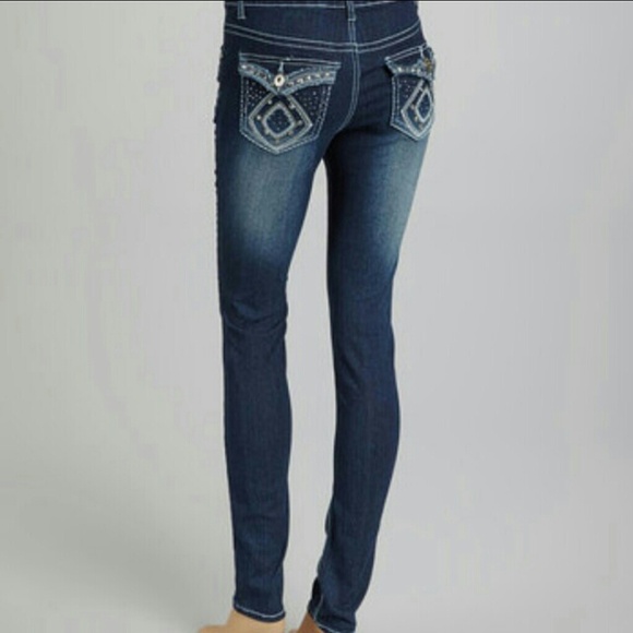 Revolt Dark Skinny Bling Jeans