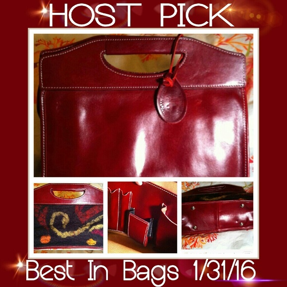 HOST PICK NWT hand-dyed red leather/alpaca clutch