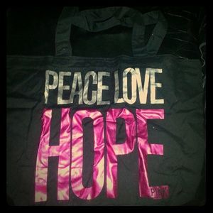 NEW PINK VICTORIA SECRET BLACK CANVAS BAG TOTE
