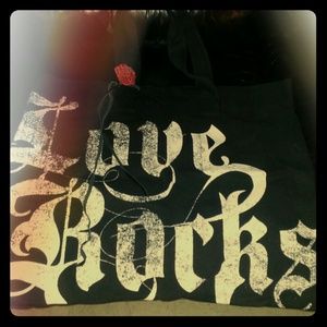 Huge black Victoria secret love rocks canvas bag