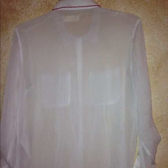 Sheer White Hollister Co Blouse with tribal collar - Picture 3 of 4