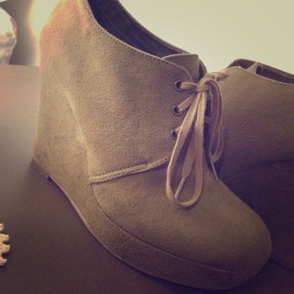 Suede lace up wedges