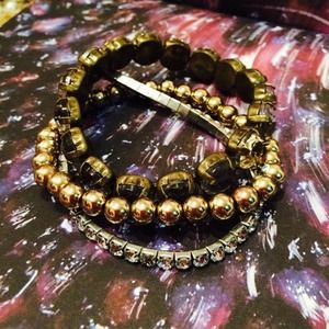 Layering bracelets - gold and crystals